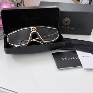 Versace Gold Frame Sunglasses with Black Lenses